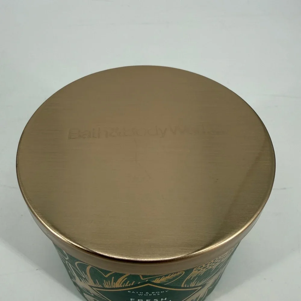 Bath & Body Works Fresh Balsam 3-Wick Scented Candle 14.5 oz Green Gold Lid